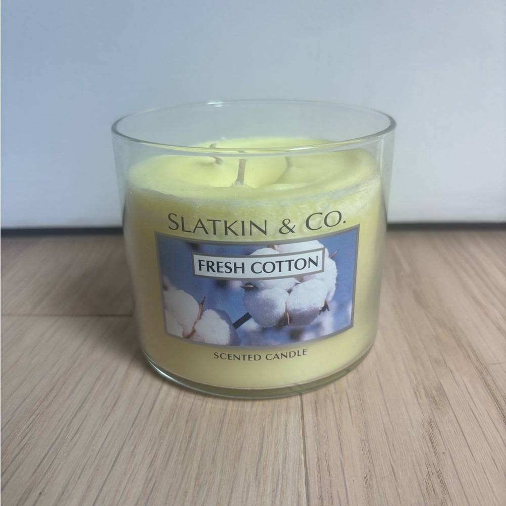 Slatkin & Co Fresh Cotton Scented Candle 14.5 Oz Three Wick - See Pictures